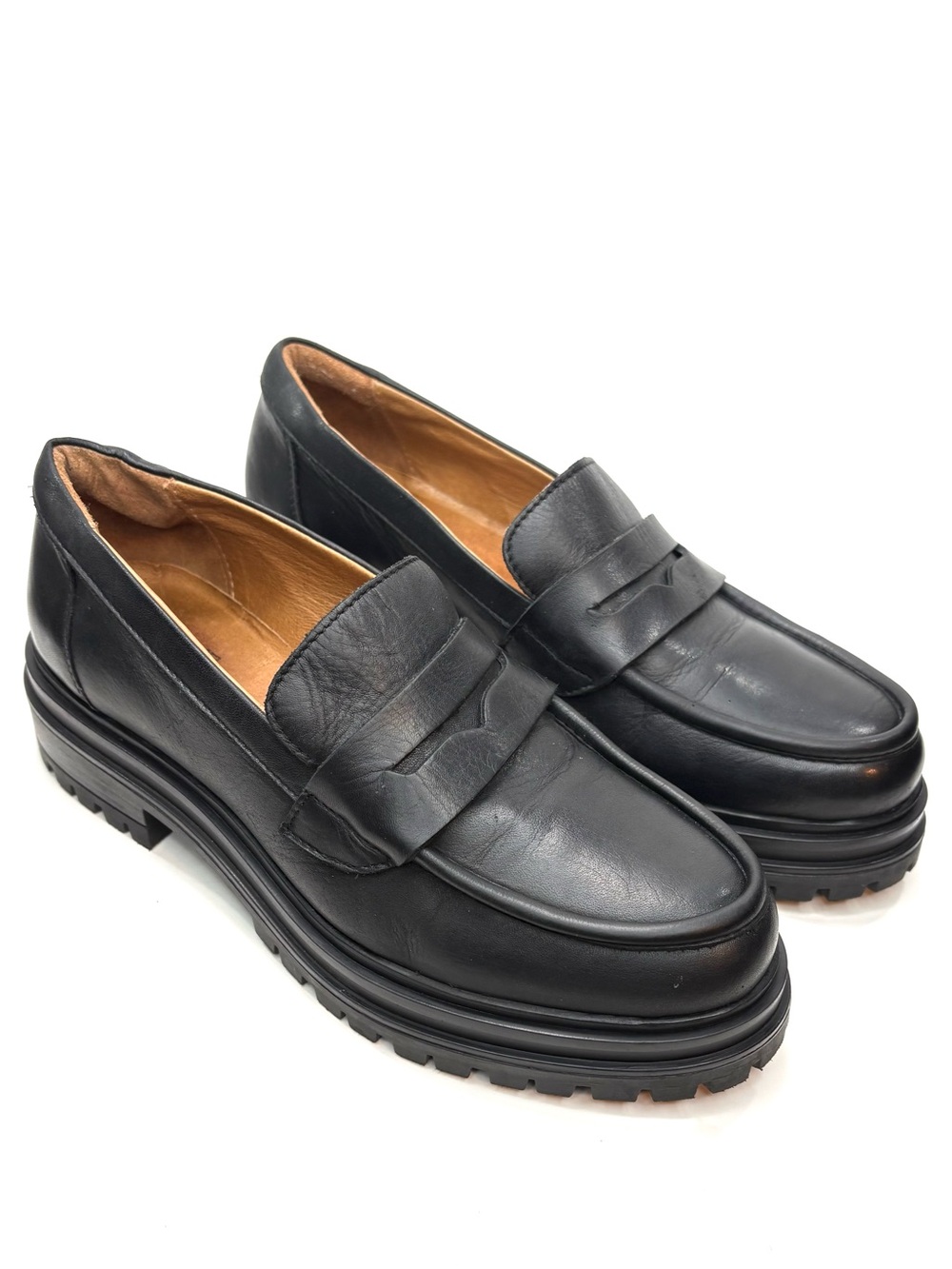 Miz Mooz Black Leather Penny Loafers | 39